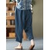 Leisure Solid Cotton Pocket Casual Cotton Pants