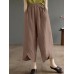 Solid Asymmetrical Hem Pocket Wide Leg Crop Pants