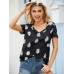 Short Sleeve Floral Print V  Neck Summer Regular Fit T  Shirt