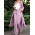 Solid Pocket Button Lapel Long Sleeve Two Pieces Set Women