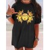 Cartoon Sun Print Round Neck Short Sleeve Casual Loose T  Shirt