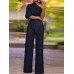 High Waist Solid Pocket Asymmetrical One Shoulder Jumpsuit