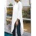 Solid Irregular Hem Slit Long Sleeve Crew Neck Long T  shirt