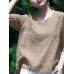 Solid Half Sleeve Crew Neck Casual Women Blouse